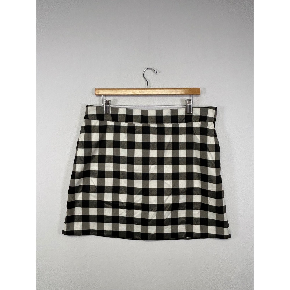 Preppy Izod Golf Womens 10 Black White Plaid Gingham Active Skort Mini Skirt
